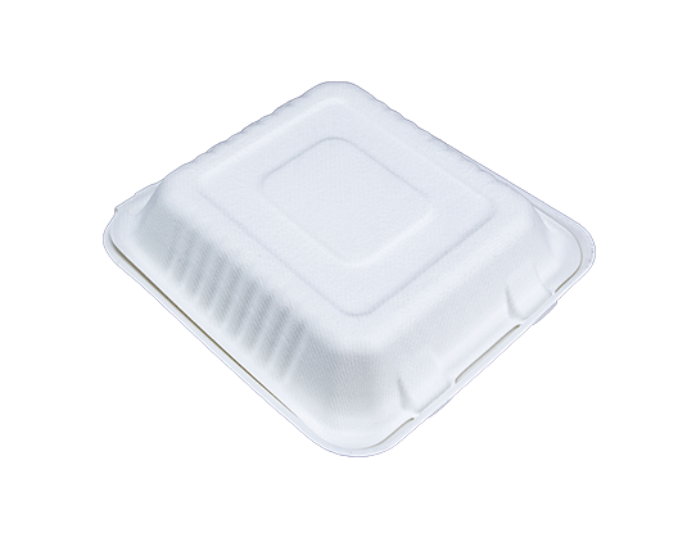 Contenedor "Almeja" 8"x8" fibra de papel liso