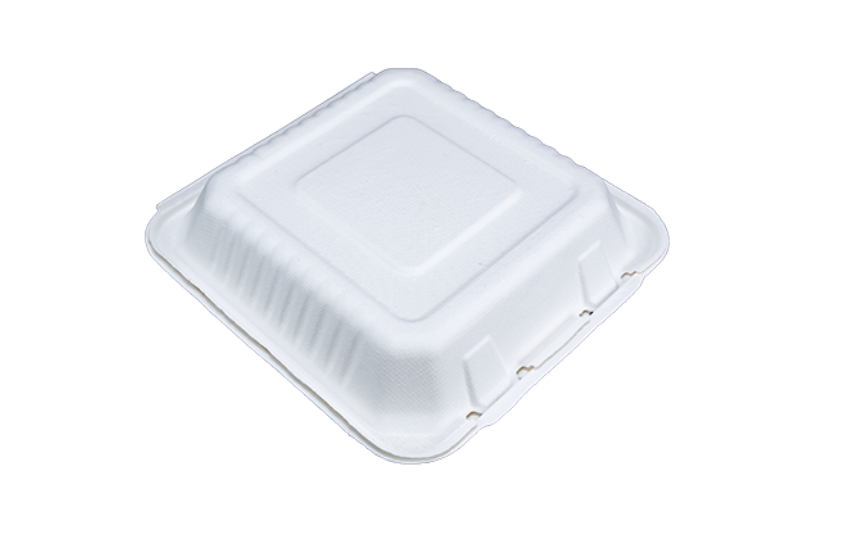 Contenedor "Almeja" 9"x9" fibra de papel liso