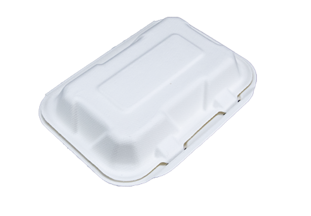 Contenedor "Almeja" 9"x6" fibra de papel liso