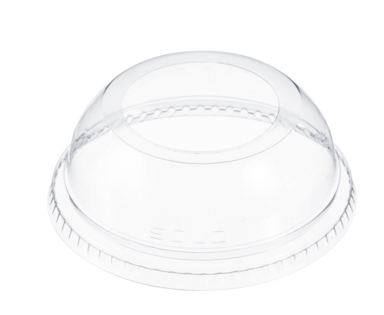 Tapa domo de plástico PET transparente para recipientes de 5 a 20 oz, con orificio de 1.9".