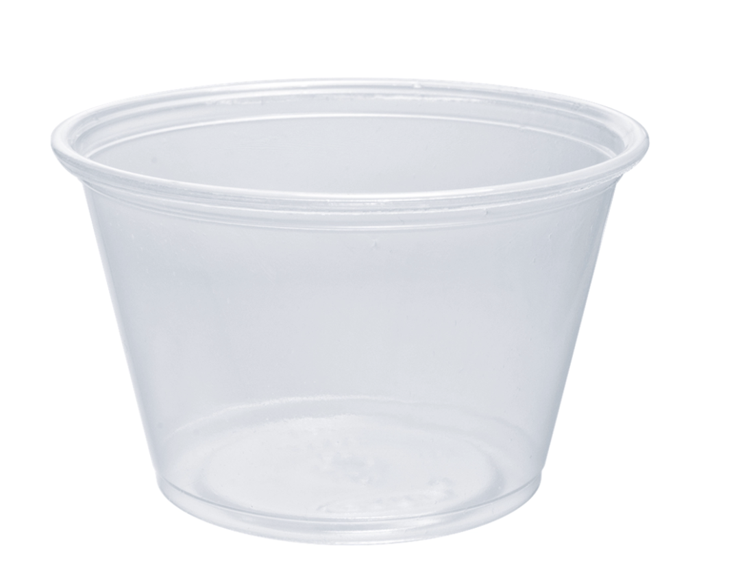 Contenedor plástico de PP transparente de 4 oz para porciones.
