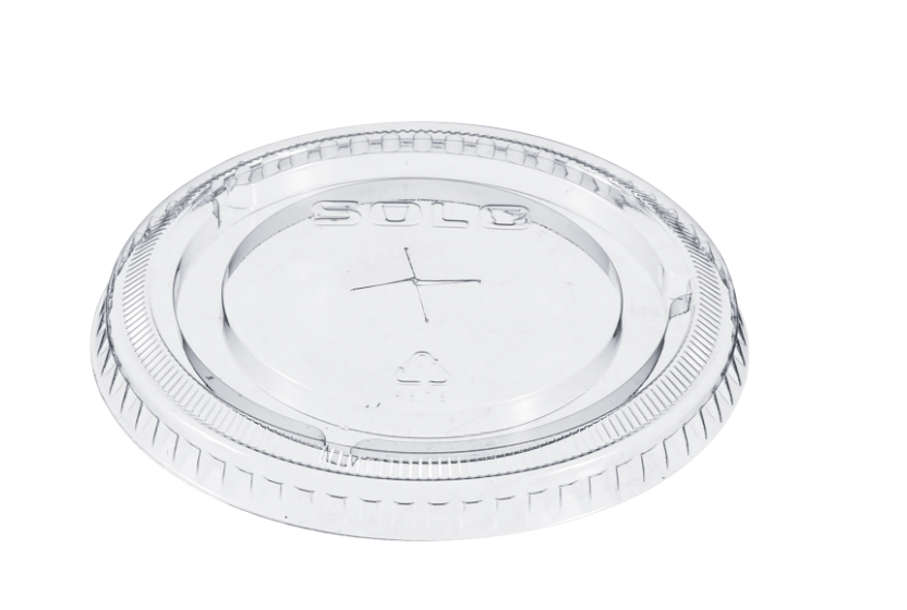 Tapa de plástico PET transparente para recipientes de 5 a 20 oz, con ranura para popote.