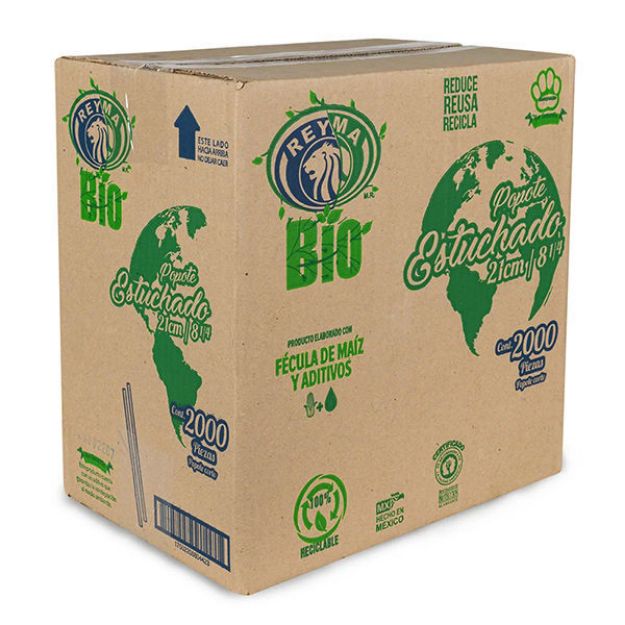 Popote biodegradable estuchado 21 cm