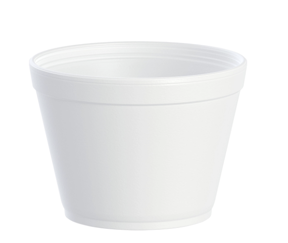 Contenedor térmico de foam blanco de 16oz. formato bajo