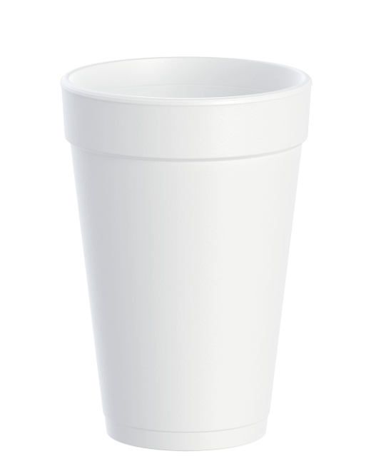 Vaso térmico de foam blanco de 16 oz.