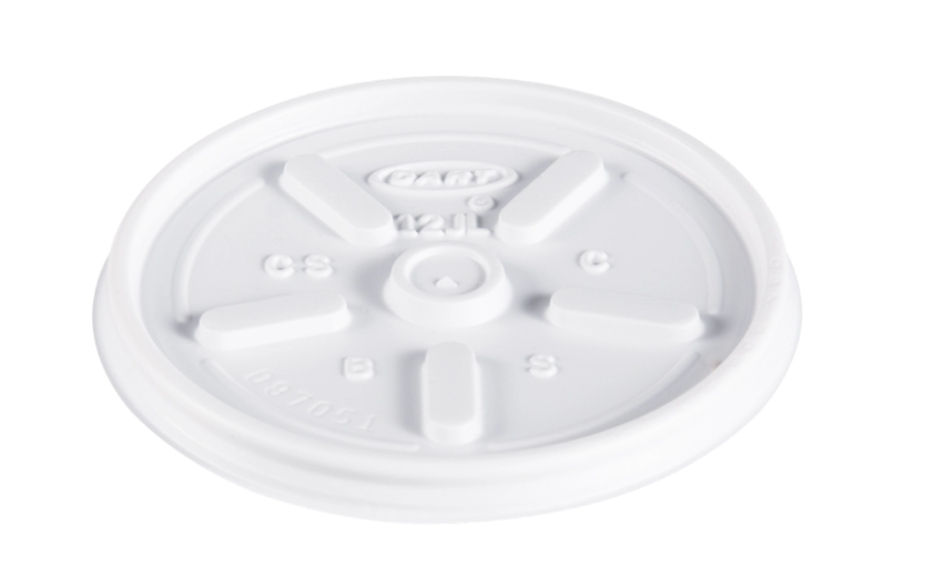 Tapa ventilada de plástico blanca para recipientes de 6 a 12 oz.