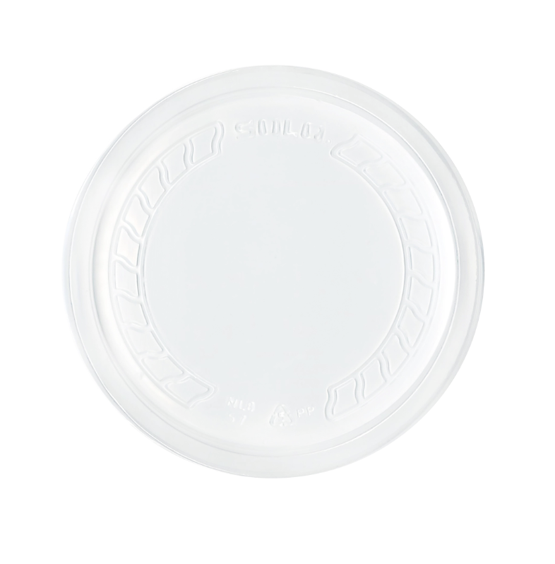 Tapa plana de plástico PP transparente para contenedores de 8 a 32 oz