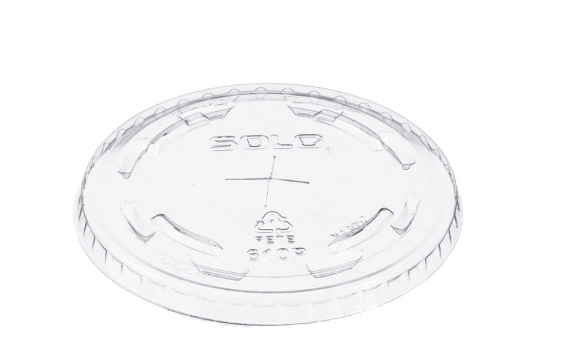 Tapa de plástico PET transparente con ranura para popote para vasos de 9 a 10 oz