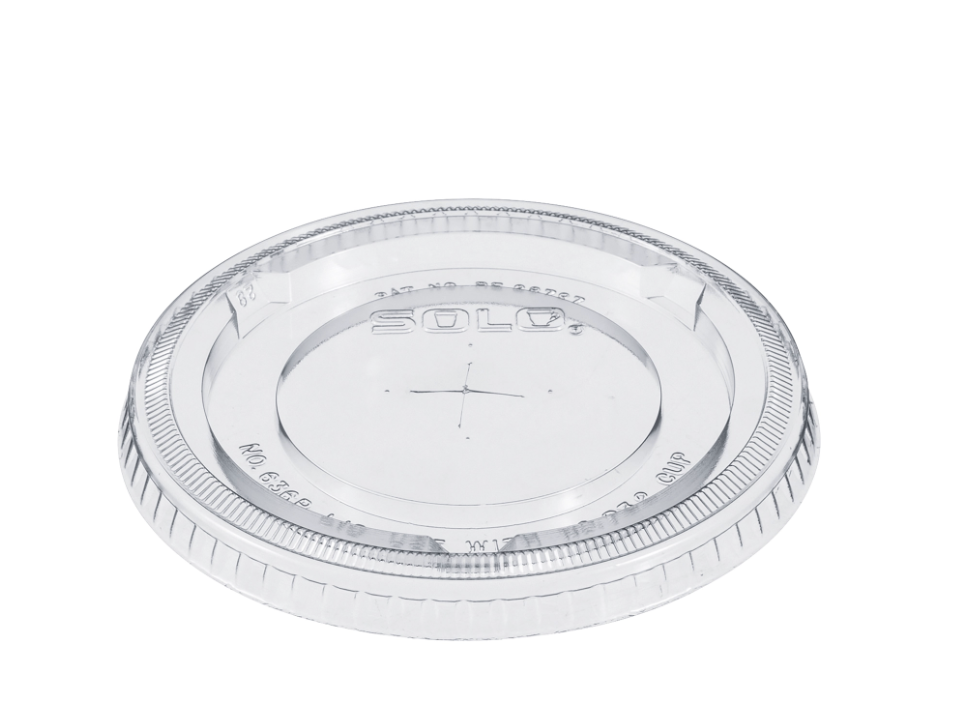 Tapa de plástico PET transparente con ranura para popote para vaso de 32 oz