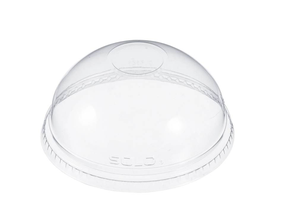 Tapa domo de plástico PET transparente para recipientes de 12 a 24 oz.