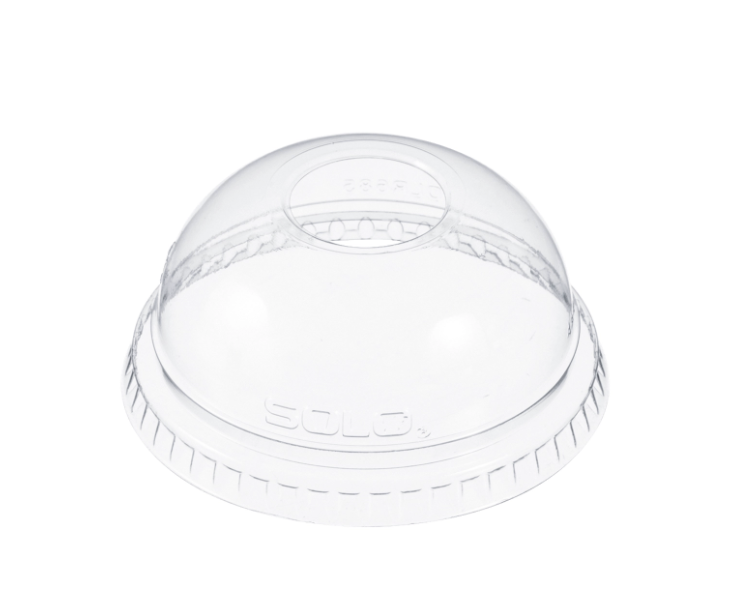Tapa domo de plástico PET transparente con orificio para vaso de 7 oz