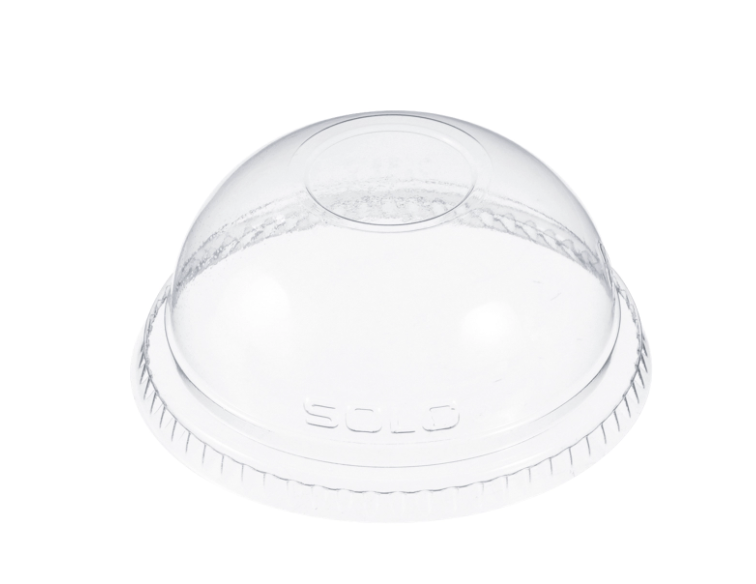 Tapa domo de plástico PET transparente sin orificio para vasos de 9 a 10 oz