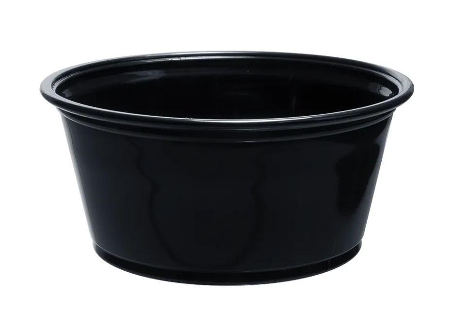 Contenedor para porciones de plástico HIPS negro de 3.25 oz