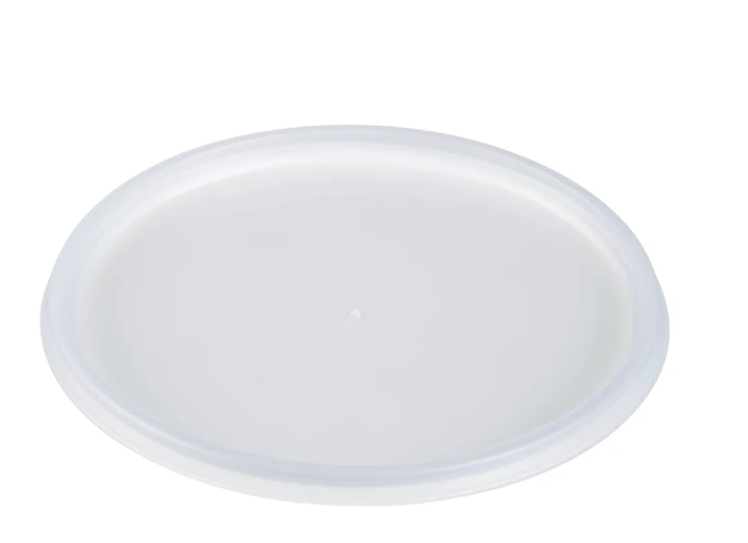 Tapa plana ventilada de plástico HIPS translúcido para recipiente de 48 oz