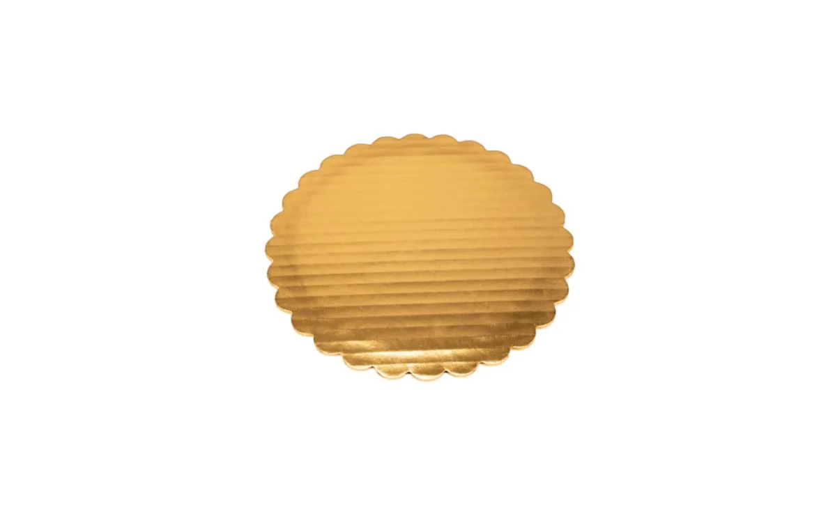 Base Circular Dorada de Cartón Corrugado 8"