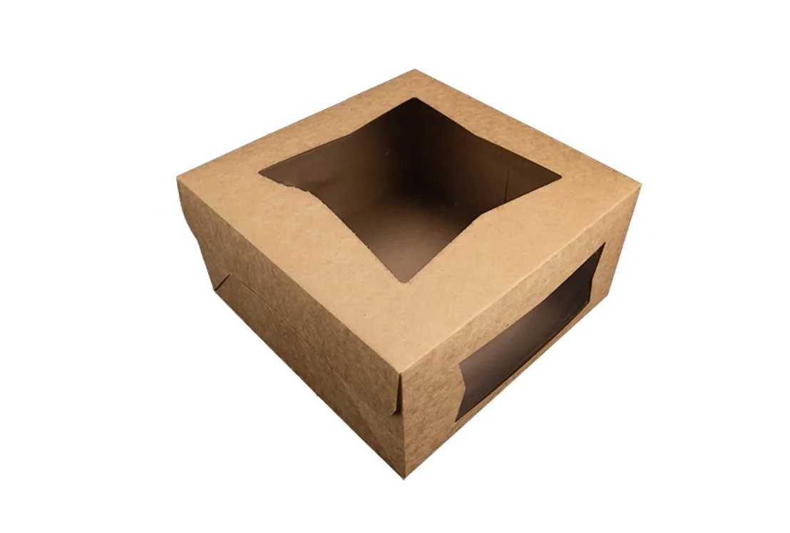 Caja para Panadería Kraft con Ventana 10X10X5"