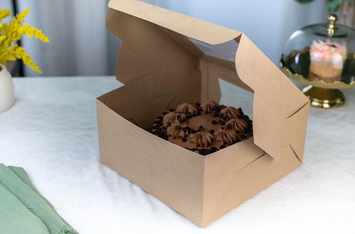 Caja para Panadería Kraft con Ventana 10X10X5"