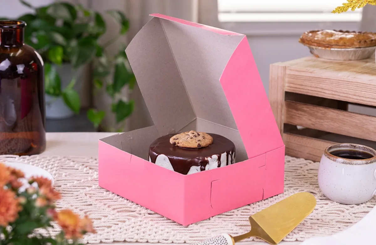 Caja Rosa para Panadería  8X8X3"