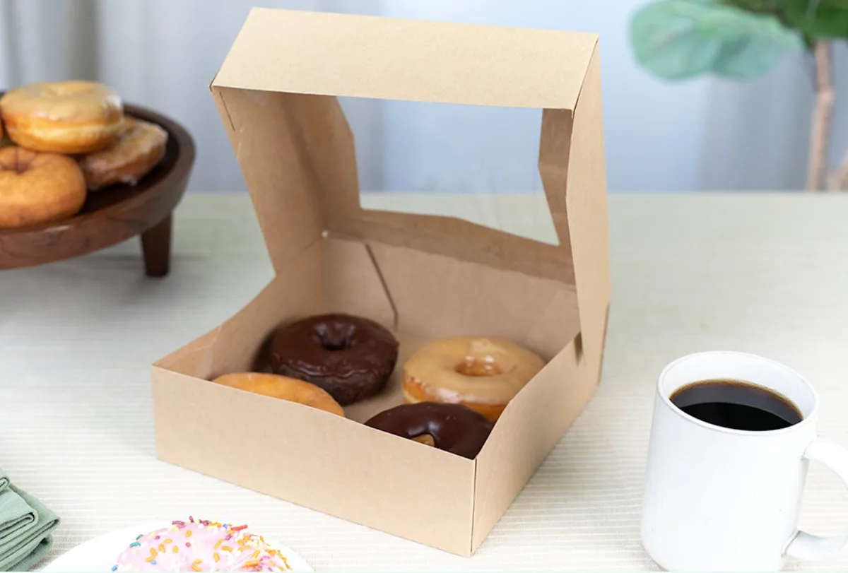 Caja Kraft para Panadería con Ventana  8X8X2.5"