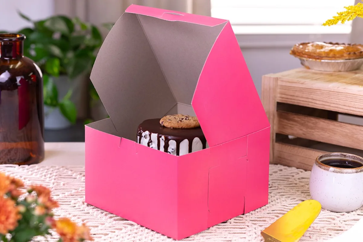 Caja Rosa para Panadería  8X8X5"