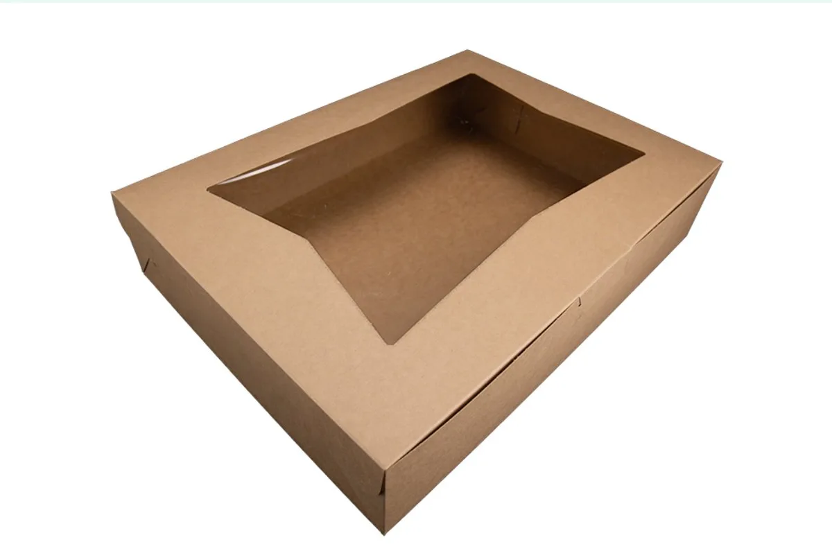 Caja para Panadería Kraft con Ventana  19X14X4"