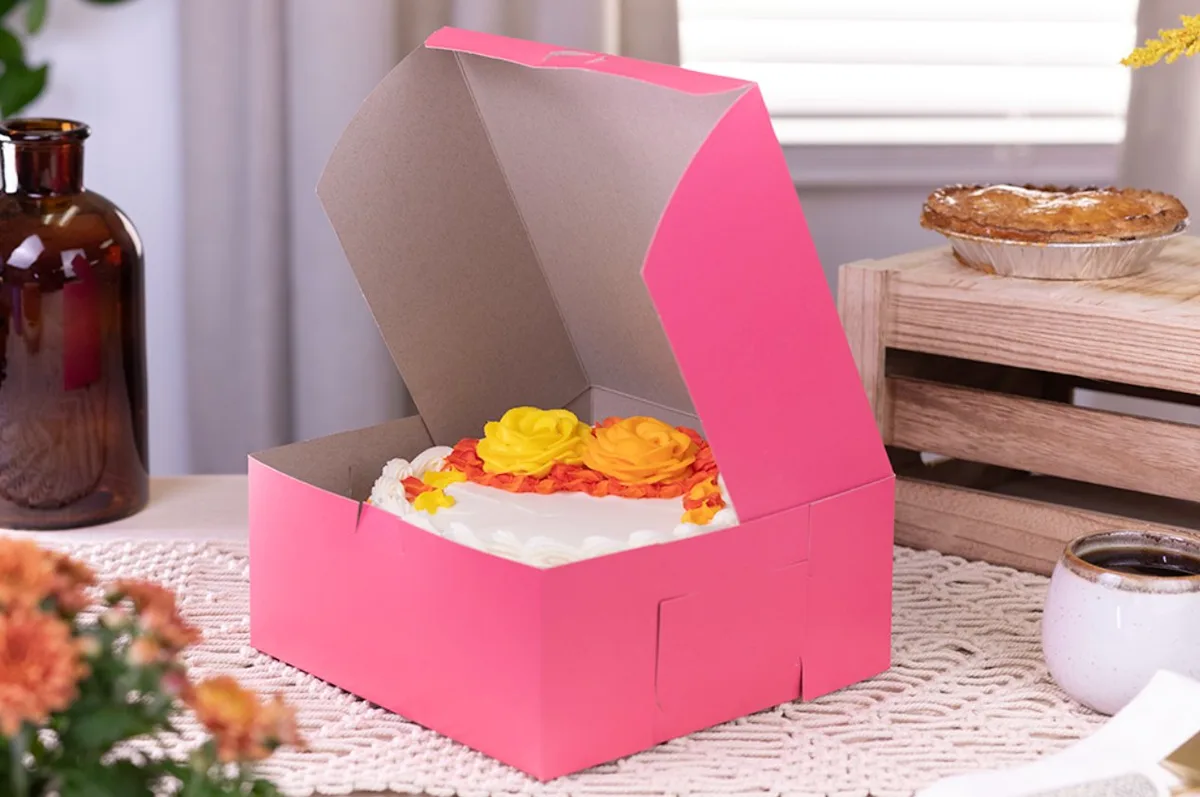 Caja Rosa para Panadería 9X9X4"