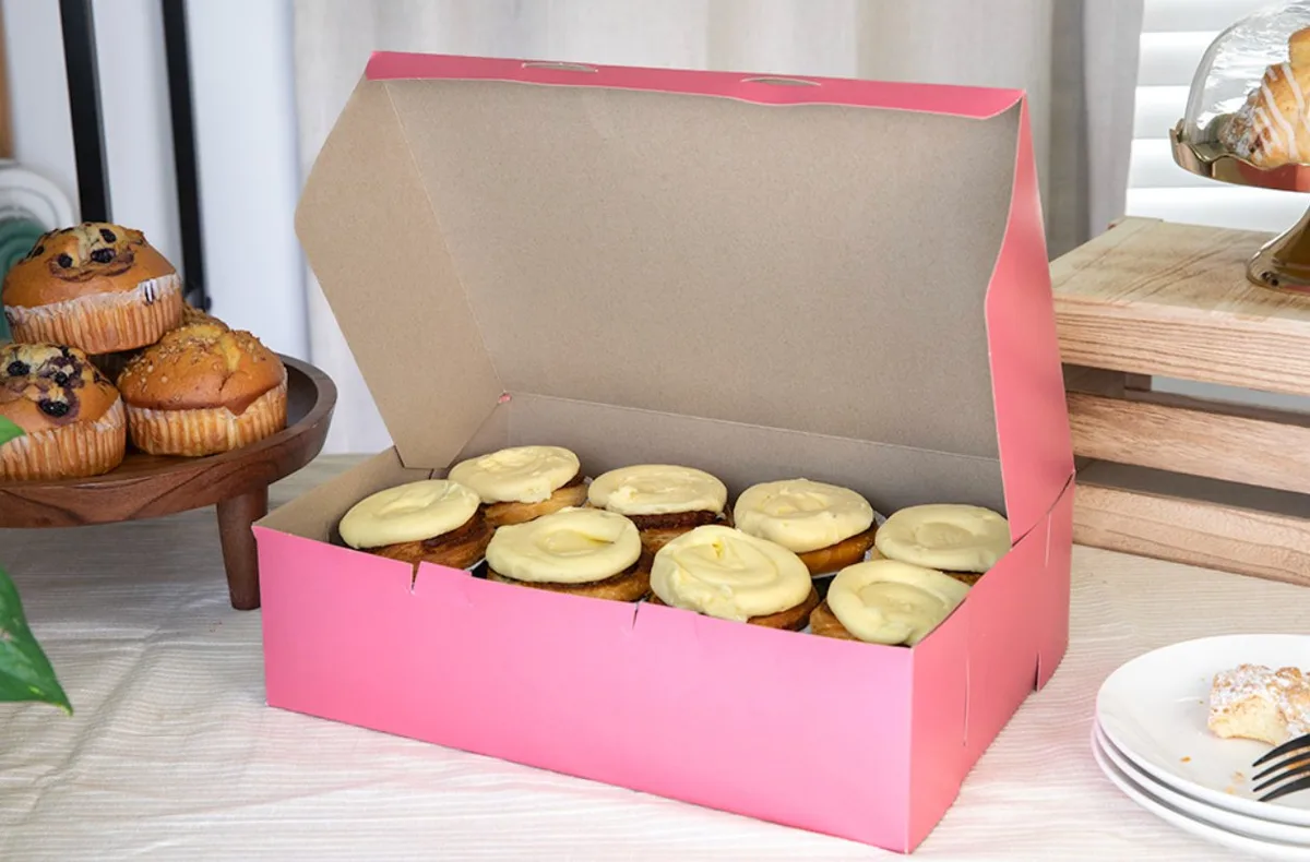 Caja Rosa para Panadería  14X10X4"
