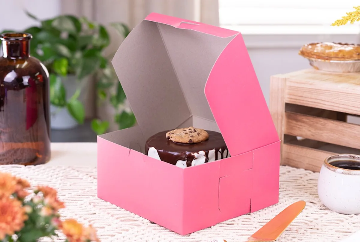 Caja Rosa para Panadería  8X8X4"