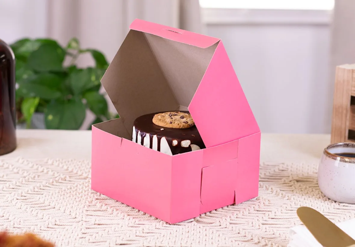 Caja Rosa para Panadería 7X7X4