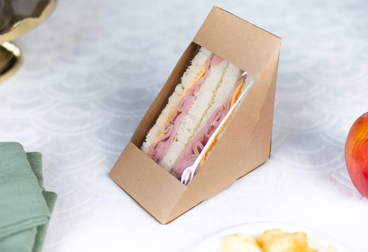 Caja Triangular para Sándwich con Ventana