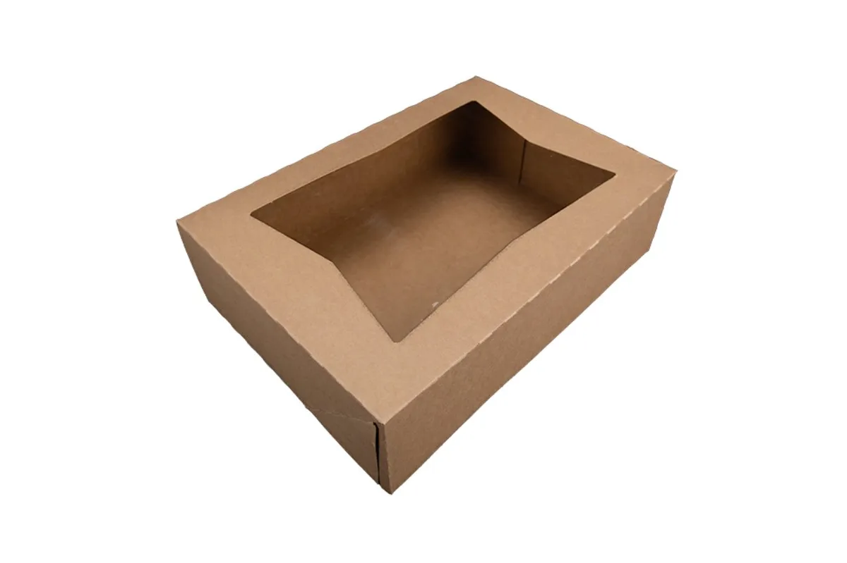 Caja para Panadería con Ventana Kraft 14X10X4"