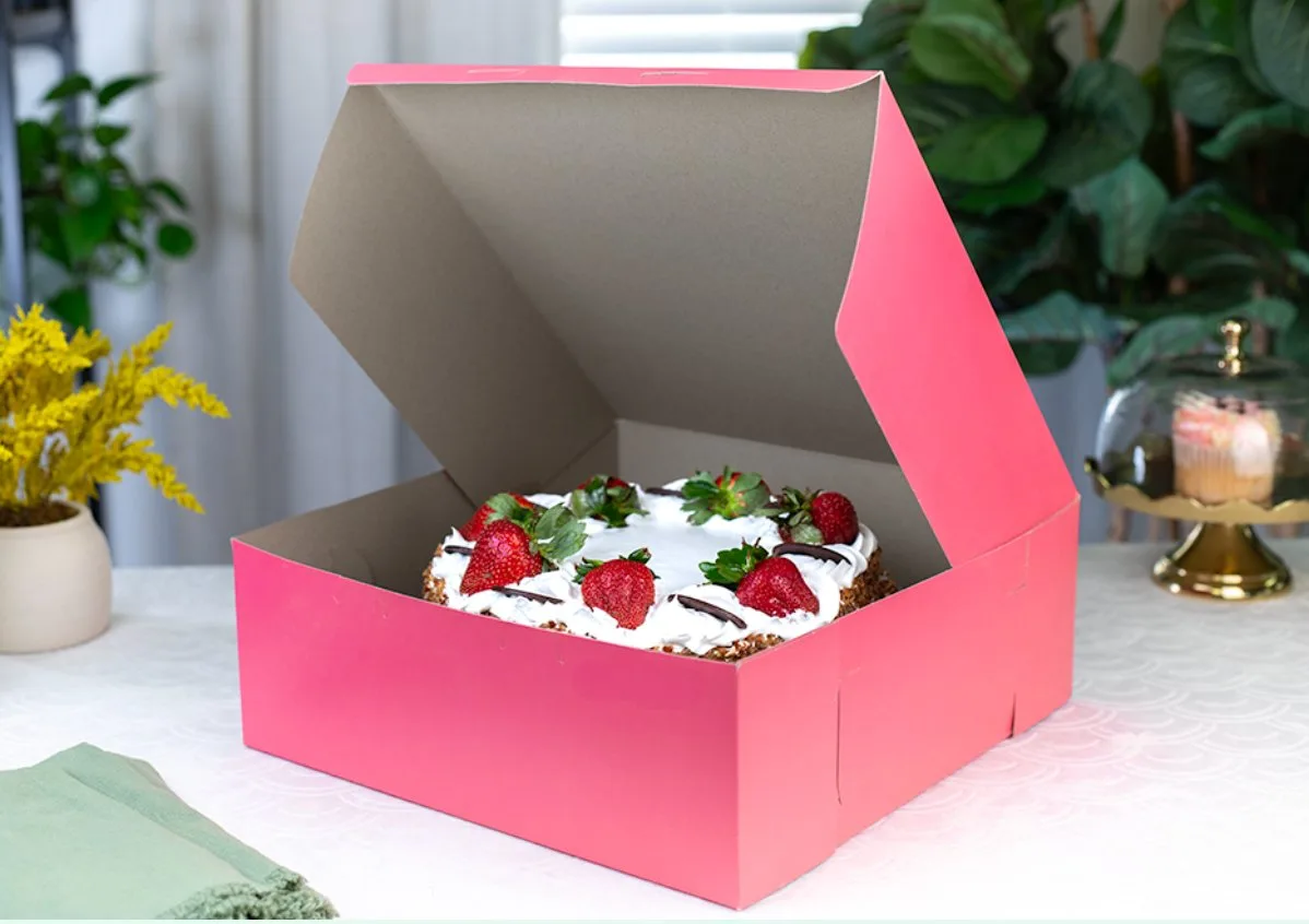 Caja Rosa para Panadería 14X14X5"