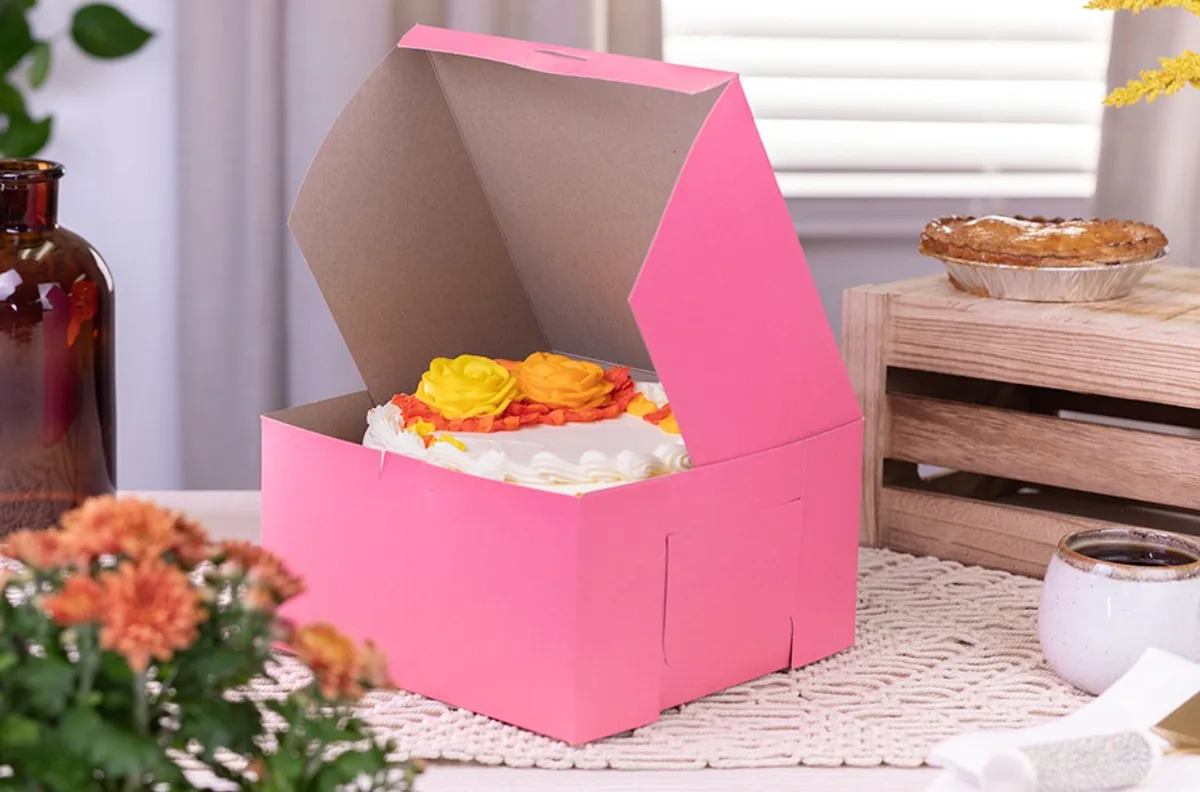 Caja Rosa para Panadería 9X9X5"